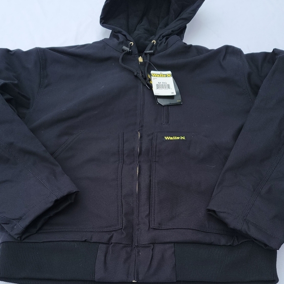 Walls Insulated Bomber Jacket. Black. Pockets, Hoodie with drawing. - Picture 10 of 11